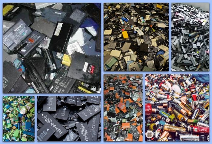 Different types of waste lithium batteries